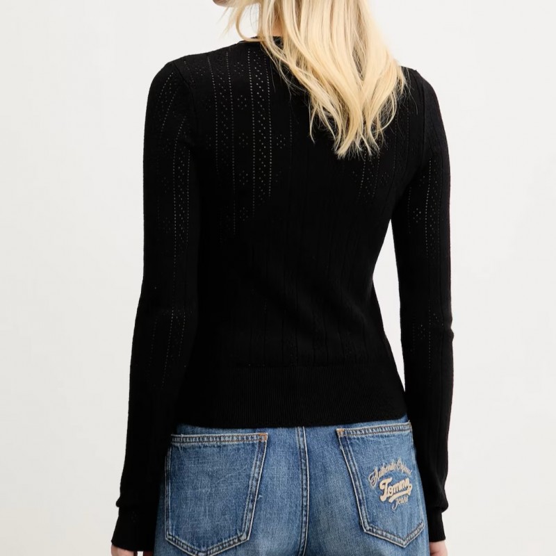 Ζακέτα πλεκτή pointelle crew neck black Tommy jeans