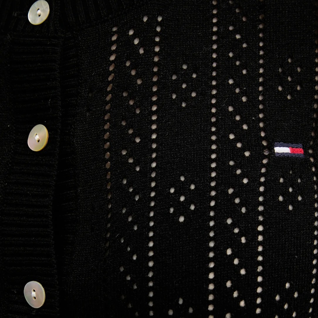 Ζακέτα πλεκτή pointelle crew neck black Tommy jeans