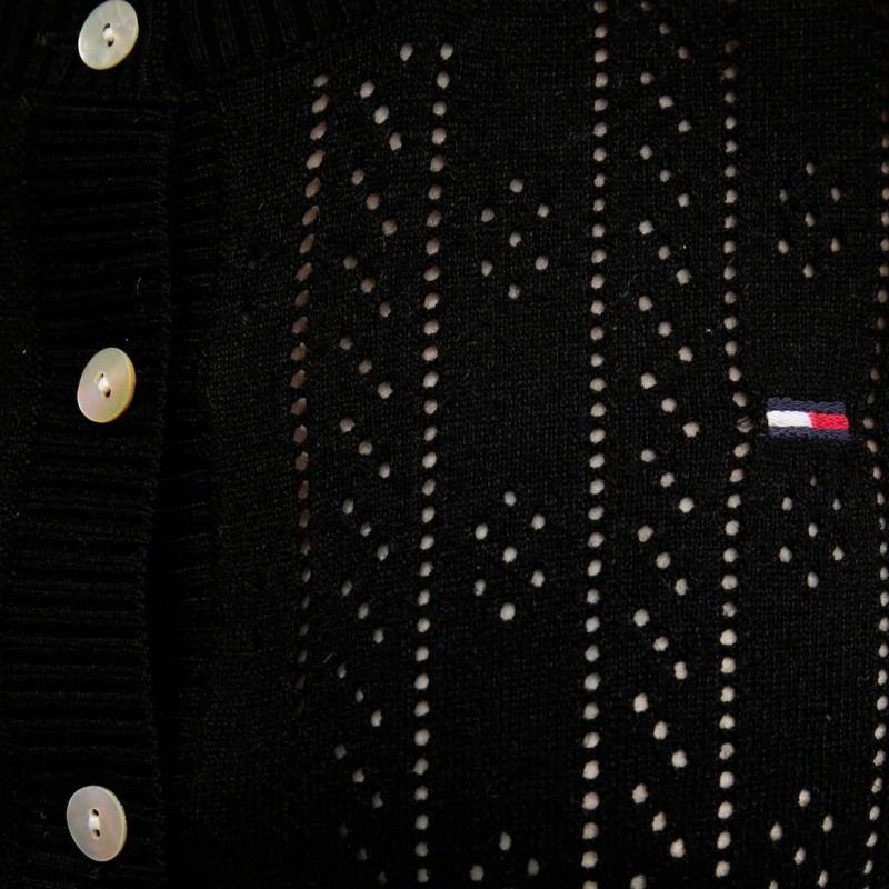 Ζακέτα πλεκτή pointelle crew neck black Tommy jeans