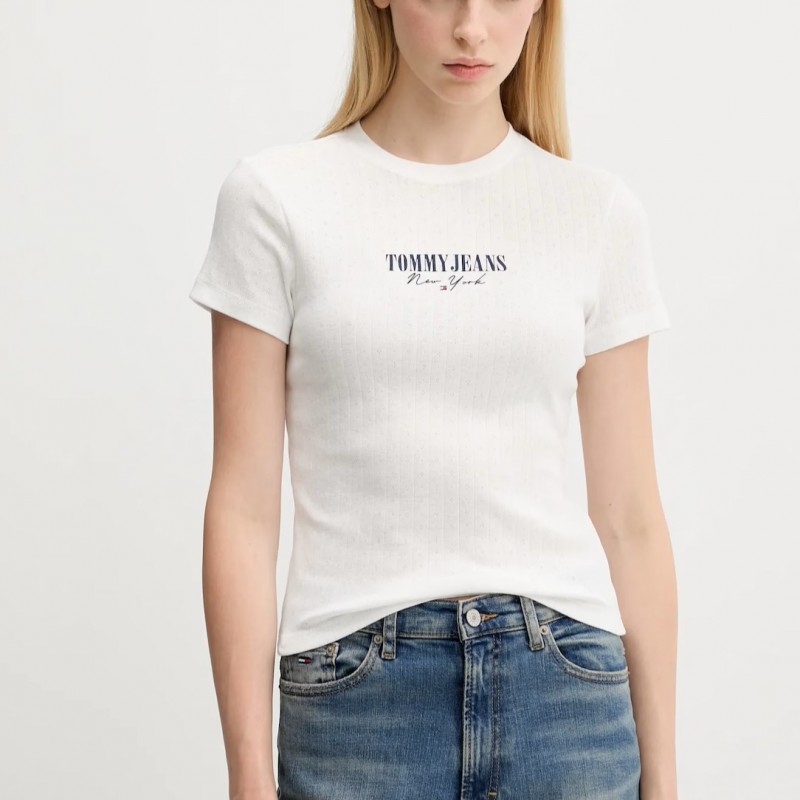T-shirt Pointelle tee white Tommy jeans