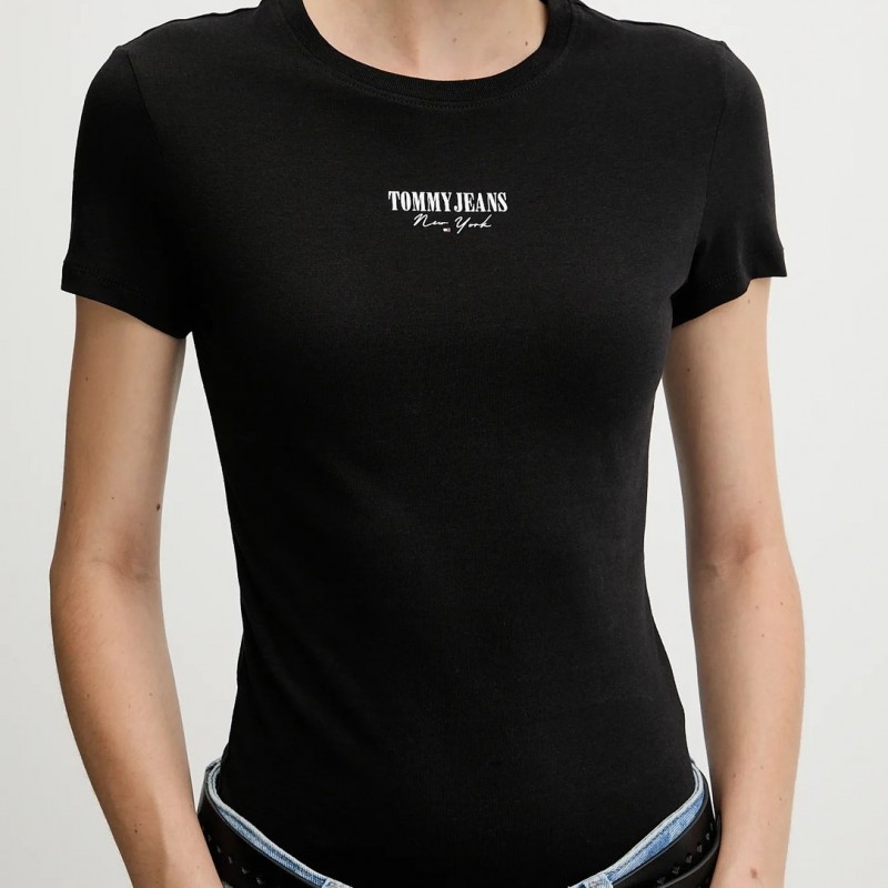 Μπλούζα με κοντό μανίκι essential logo2 black Tommy jeans