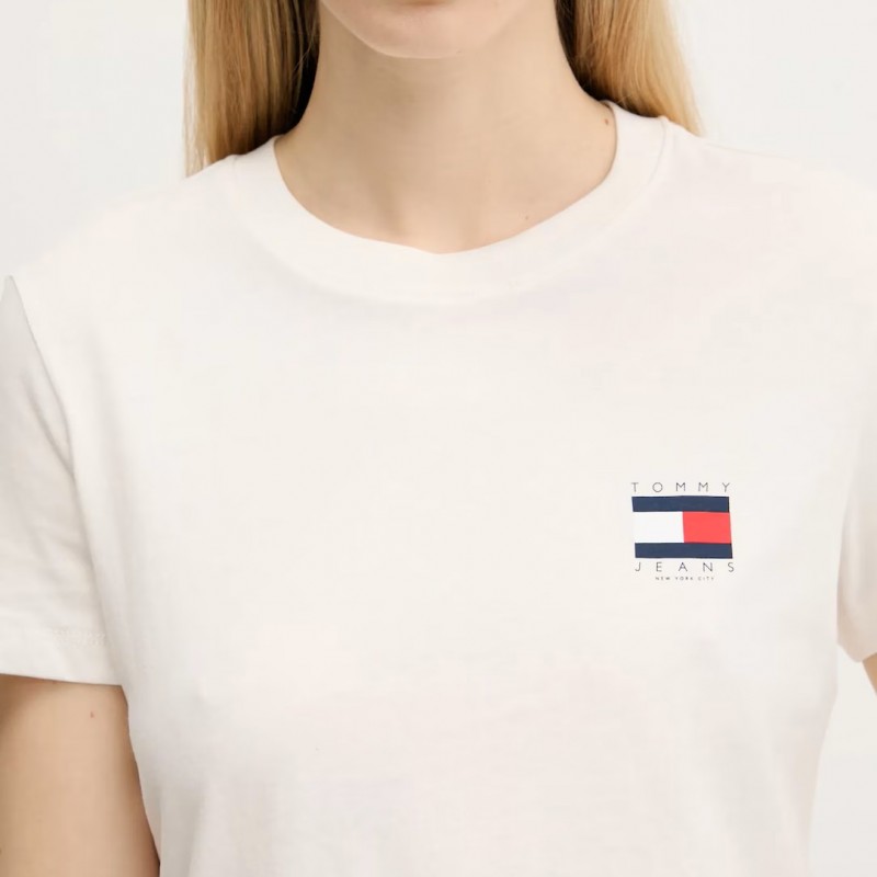 Μπλούζα με κοντό μανίκι tommy us flag ss white Tommy jeans