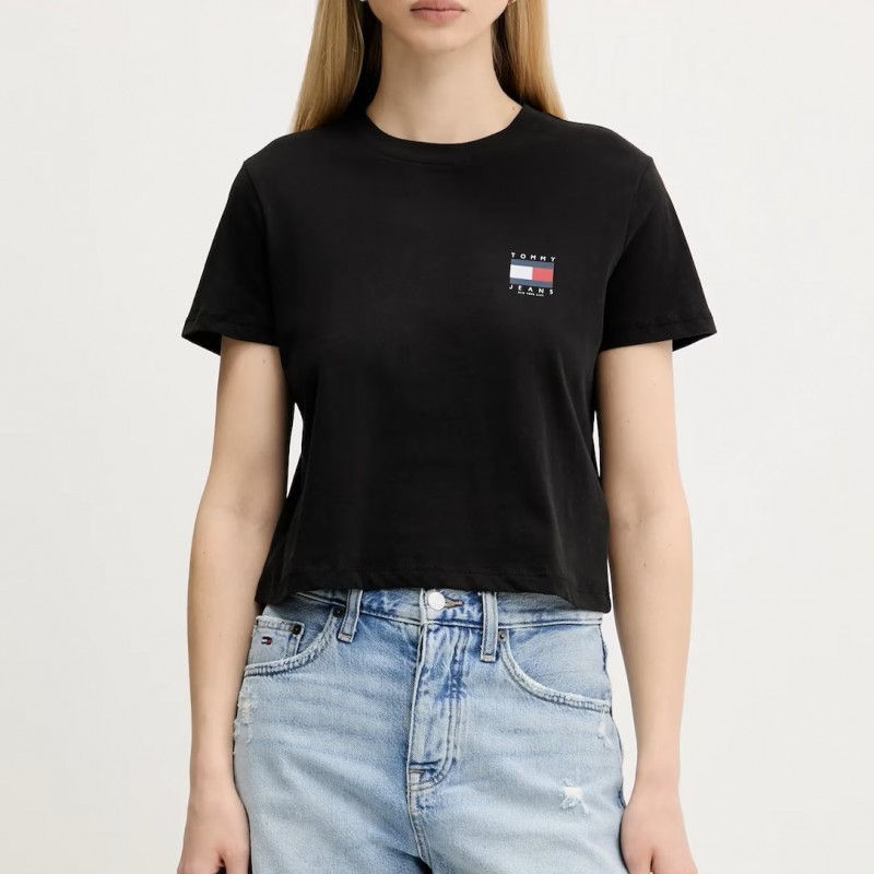 Μπλούζα με κοντό μανίκι tommy us flag ss black Tommy jeans