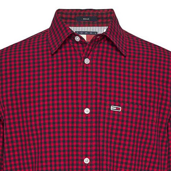 Πουκάμισο TJM Poplin Check Dark Night Navy/Red Tommy Jeans