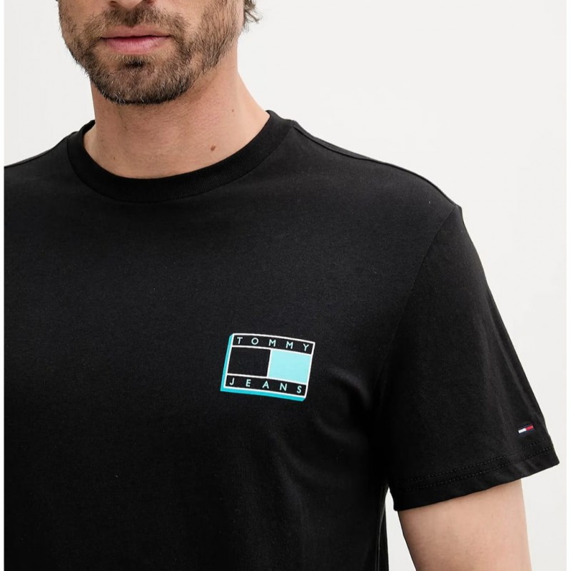 Μπλούζα με κοντό μανίκι ανδρική μαύρο Tommy jeans