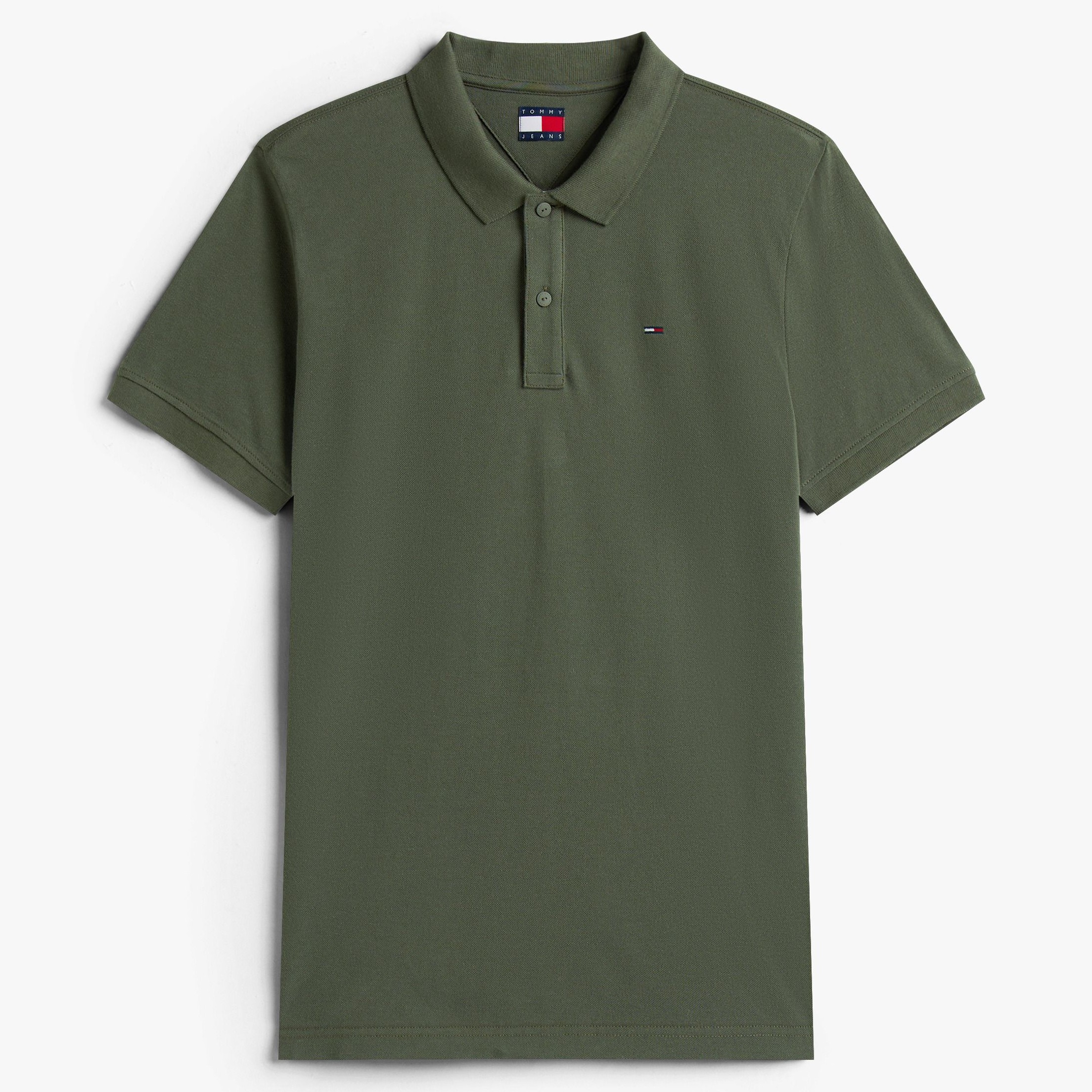 Πόλο με κοντό μανίκι TJM slim placket Olive green Tommy jeans	