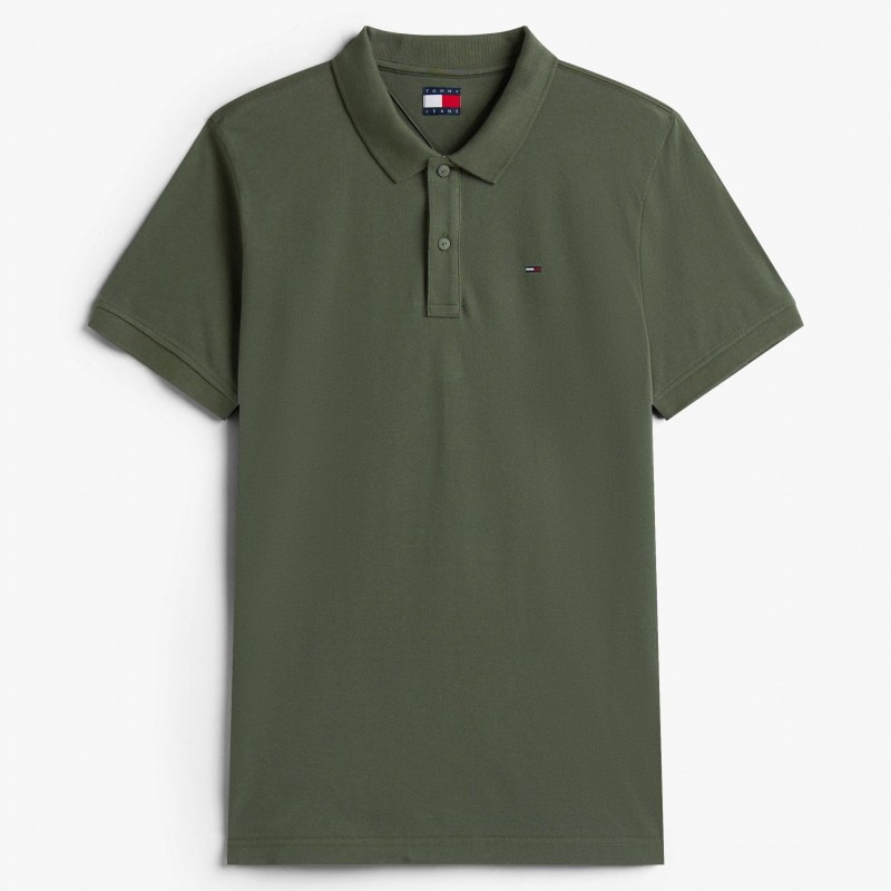 Polo short sleeved TJM slim placket Olive green Tommy jeans