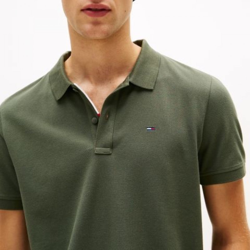 Polo short sleeved TJM slim placket Olive green Tommy jeans