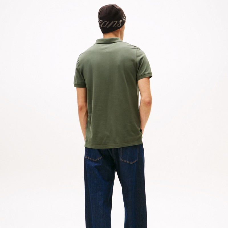 Polo short sleeved TJM slim placket Olive green Tommy jeans