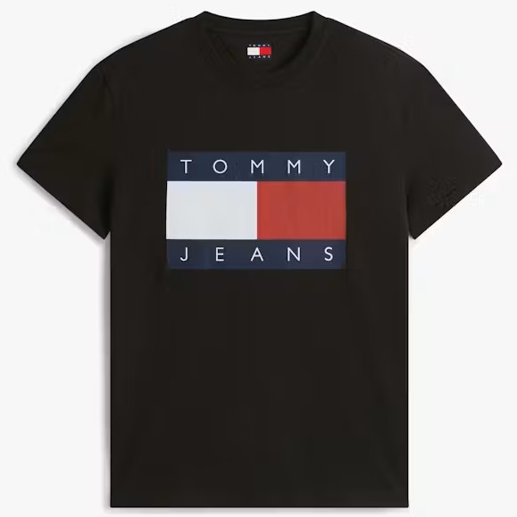 Μπλούζα με κοντό μανίκι TJM Big flag Black Tommy jeans