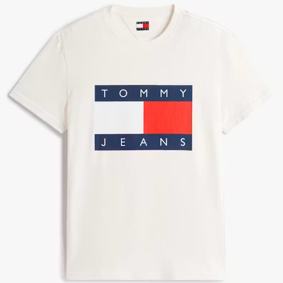 Μπλούζα με κοντό μανίκι TJM Big flag White Tommy jeans