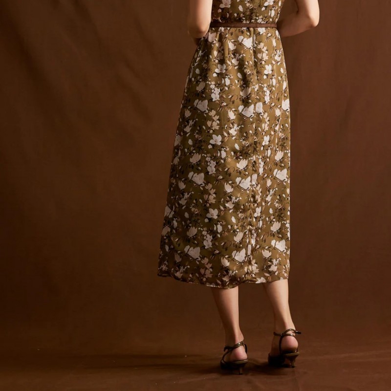 Φόρεμα αμάνικο μίντι εμπριμέ Nina Olive Enzzo