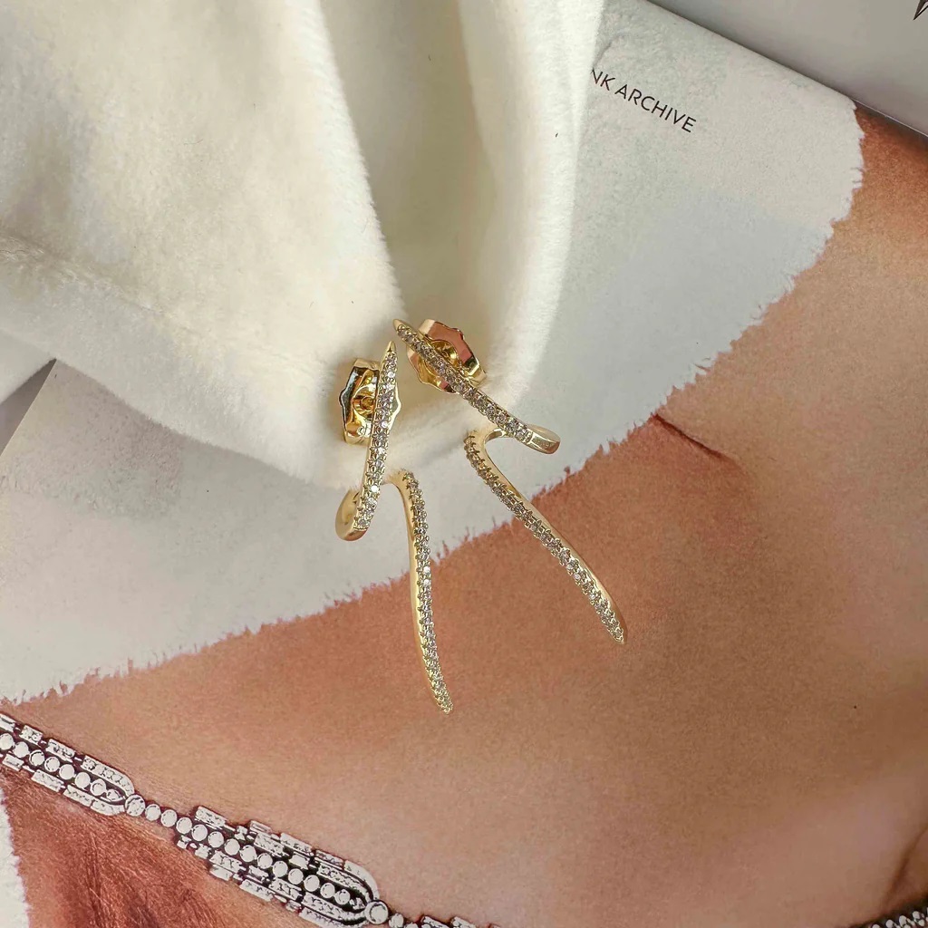 Hoop earrings with zircons Golden Elephantina