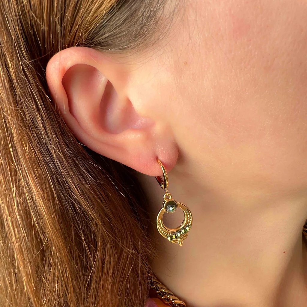 Σκουλαρίκια κρικάκια Φλουρί με ζιργκόν Golden Elephantina