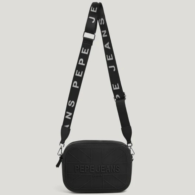 Τσαντάκι ώμου Signature Grace Black Pepe jeans