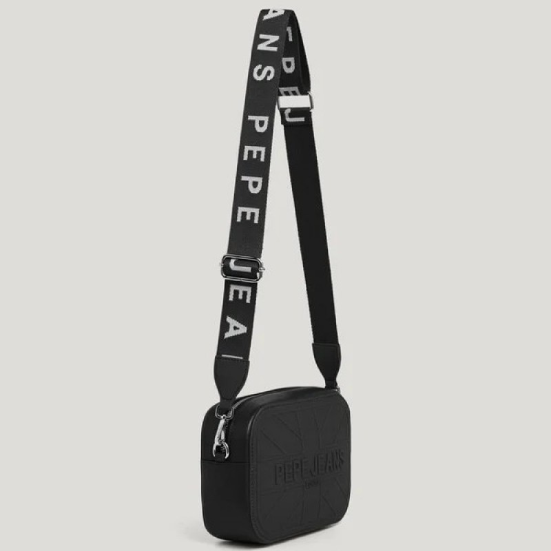 Τσαντάκι ώμου Signature Grace Black Pepe jeans