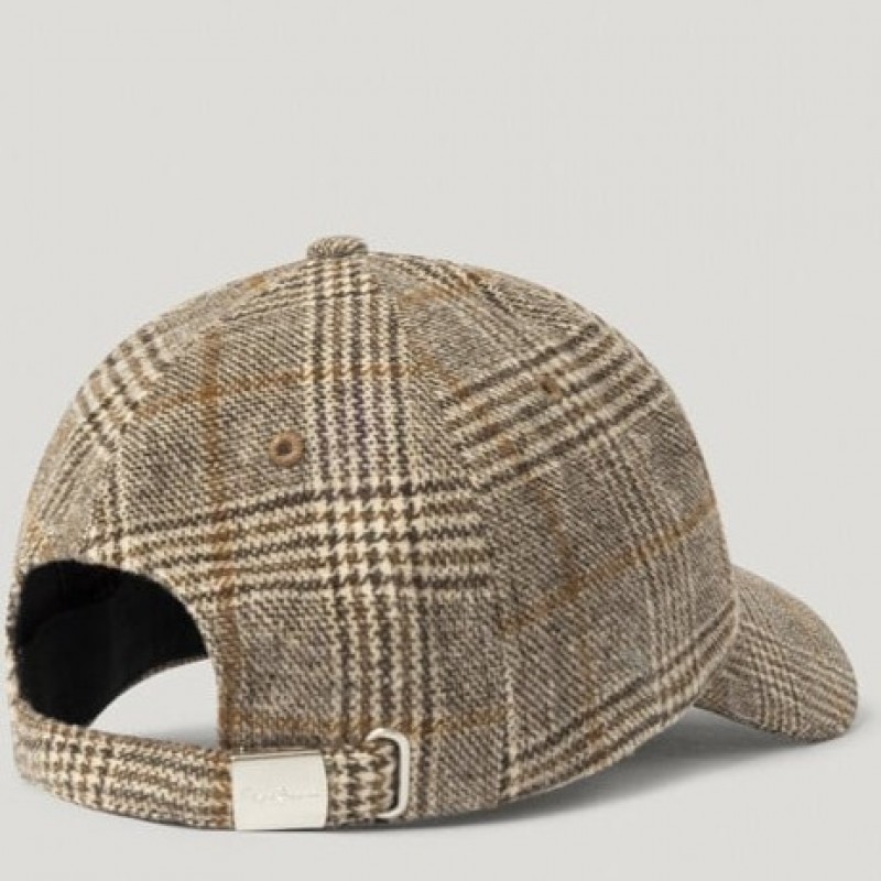 Καπέλο καρό με λογότυπο και καρό σχέδιο Fernand Brown Pepe jeans