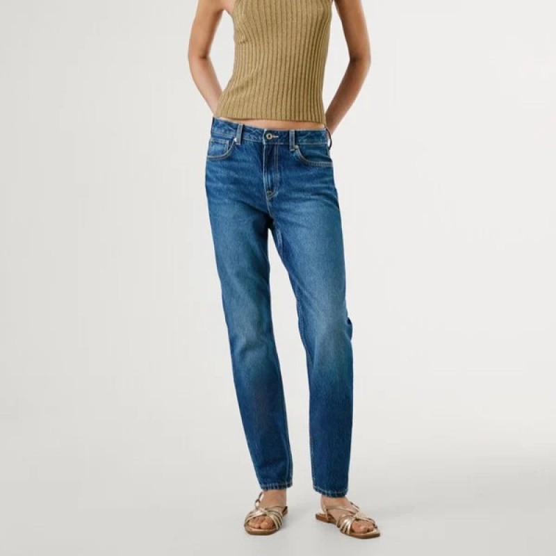 Jean High Waist Taper Violet Blue Pepe Jeans