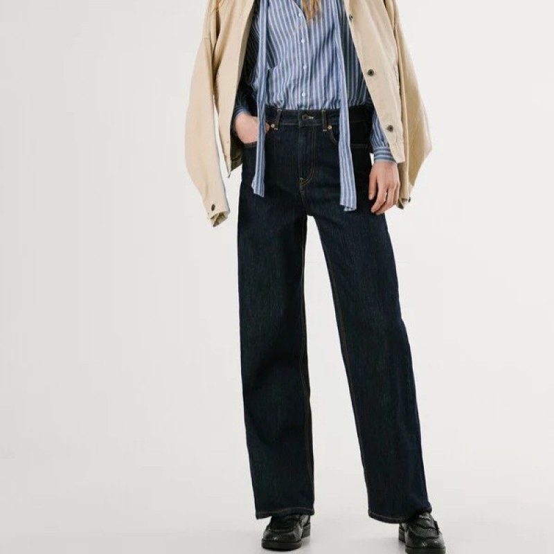 Παντελόνι τζίν high-rise straight fit Lexa Blue Pepe jeans