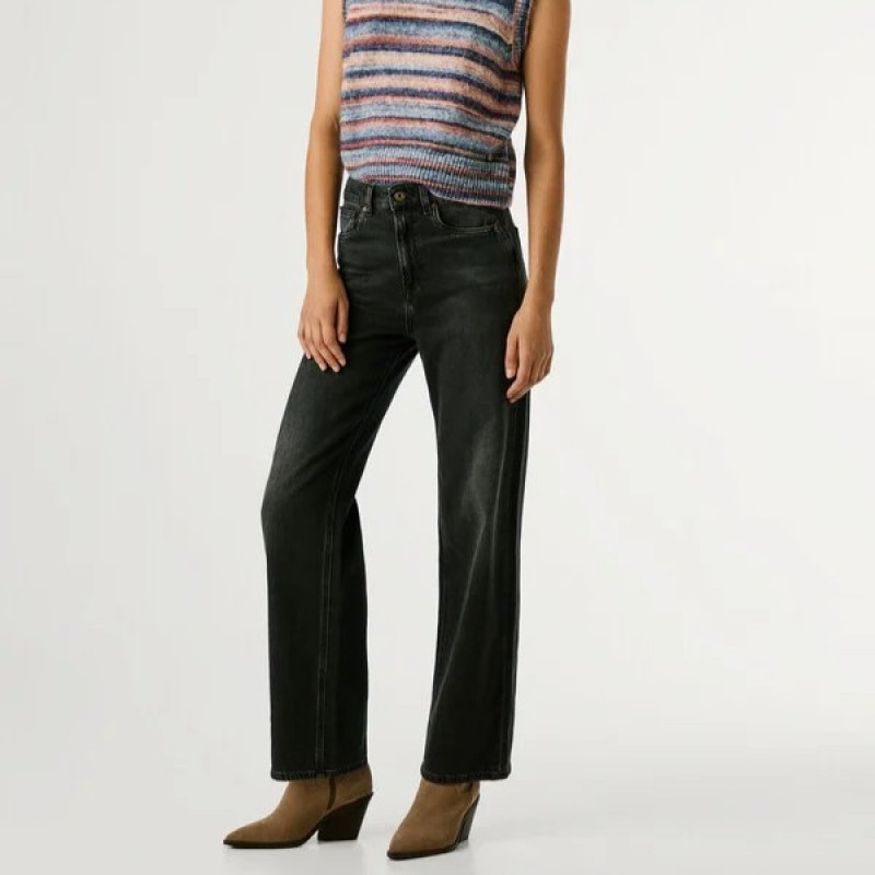 Τζίν high-rise straight fit Lexa Black Pepe jeans