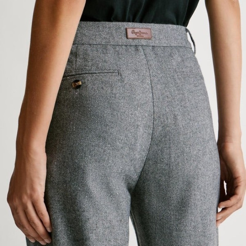 Παντελόνι ψαροκόκκαλο straight Sia Grey Pepe jeans