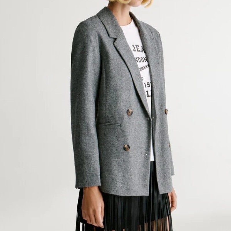 Σακάκι ψαροκόκκαλο Sia Grey Pepe jeans