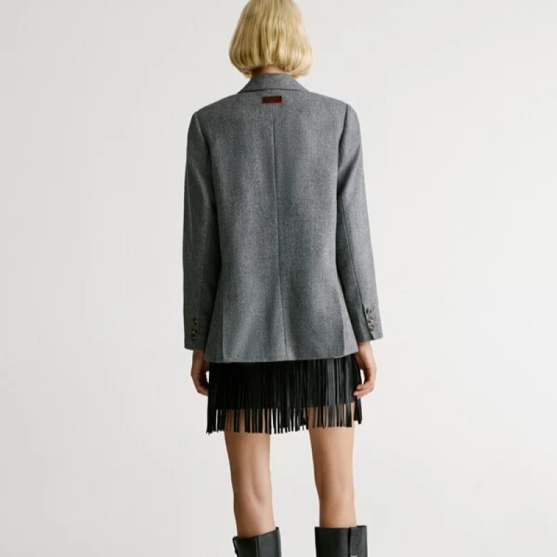 Σακάκι ψαροκόκκαλο Sia Grey Pepe jeans