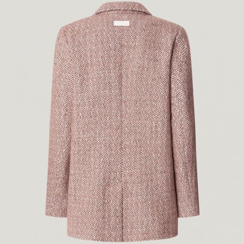 Παλτό ψαροκόκκαλο Salome Pink Pepe jeans