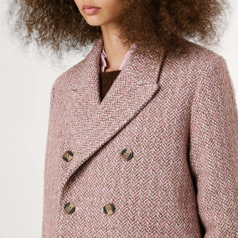 Παλτό ψαροκόκκαλο Salome Pink Pepe jeans