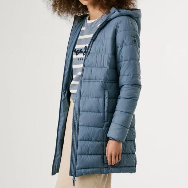 Jacket hooded padded Sally long Ciel Pepe jeans