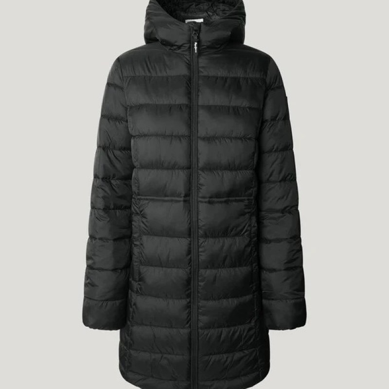 Μπουφάν hooded padded Sally long Black Pepe jeans