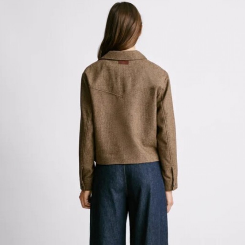 Τζάκετ κοντό ψαροκόκκαλο Triniti Brown Pepe jeans