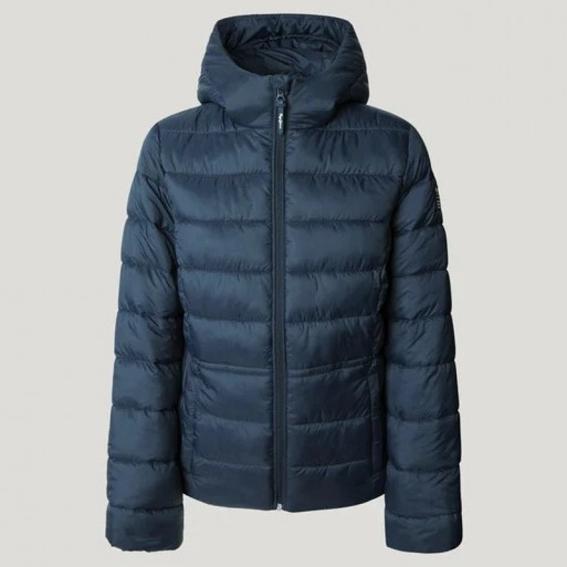 Μπουφάν hooded padded Sally short Blue Pepe jeans