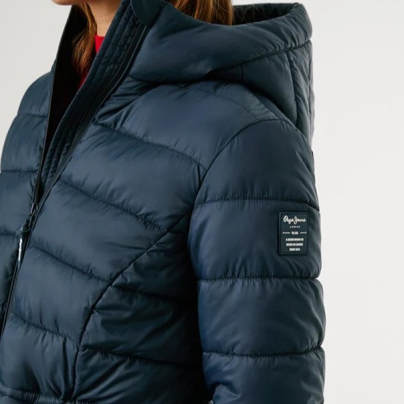 Μπουφάν hooded padded Sally short Blue Pepe jeans