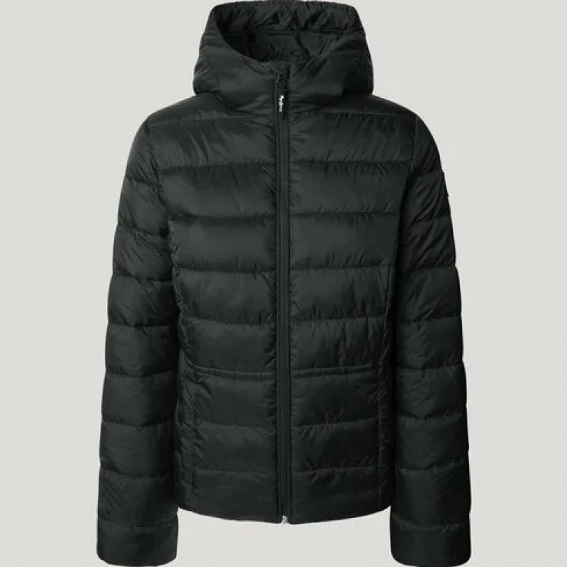 Μπουφάν hooded padded Sally short Black Pepe jeans