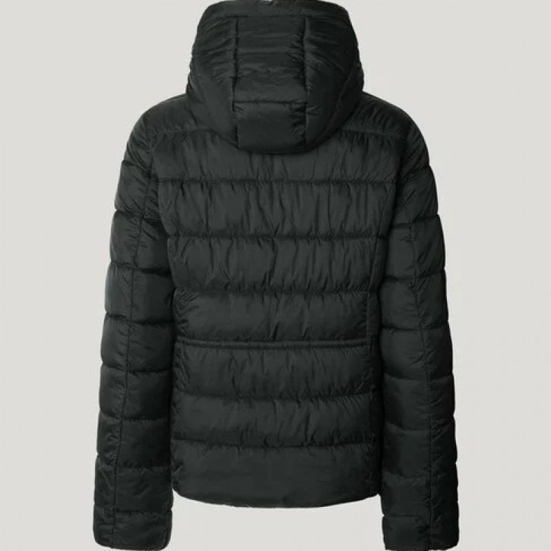 Μπουφάν hooded padded Sally short Black Pepe jeans