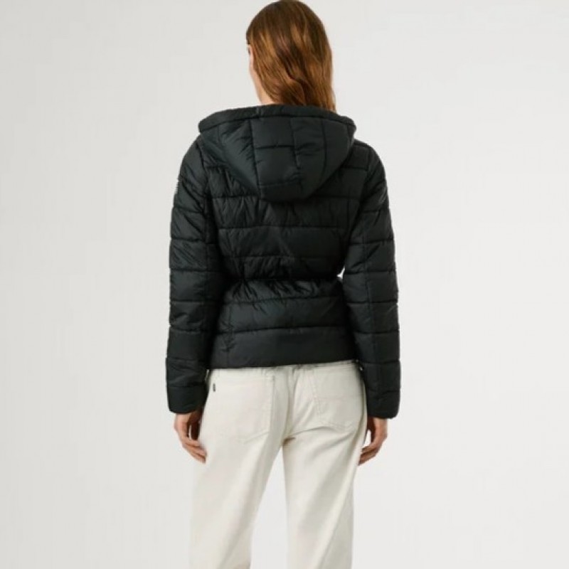 Μπουφάν hooded padded Sally short Black Pepe jeans