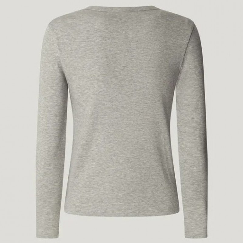 Μπλούζα με μακρύ μανίκι και λογότυπο στο στήθος Betina Grey Pepe jeans