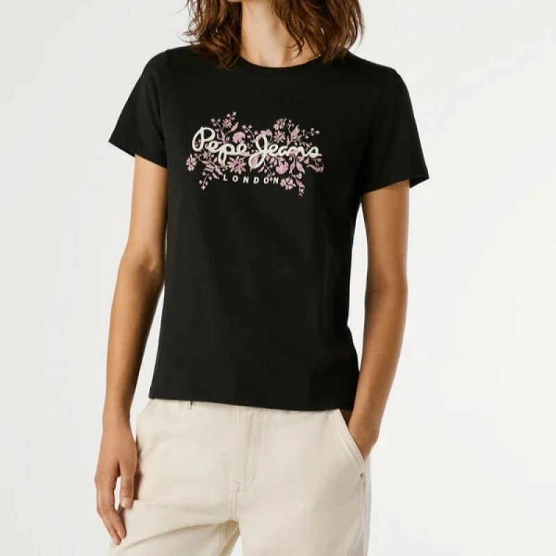 Μπλούζα με κοντό μανίκι Bero Black Pepe jeans