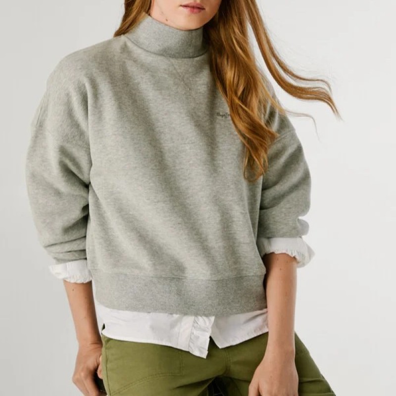 Φούτερ με λογότυπο και Perkins γιακά Bila Grey Pepe jeans