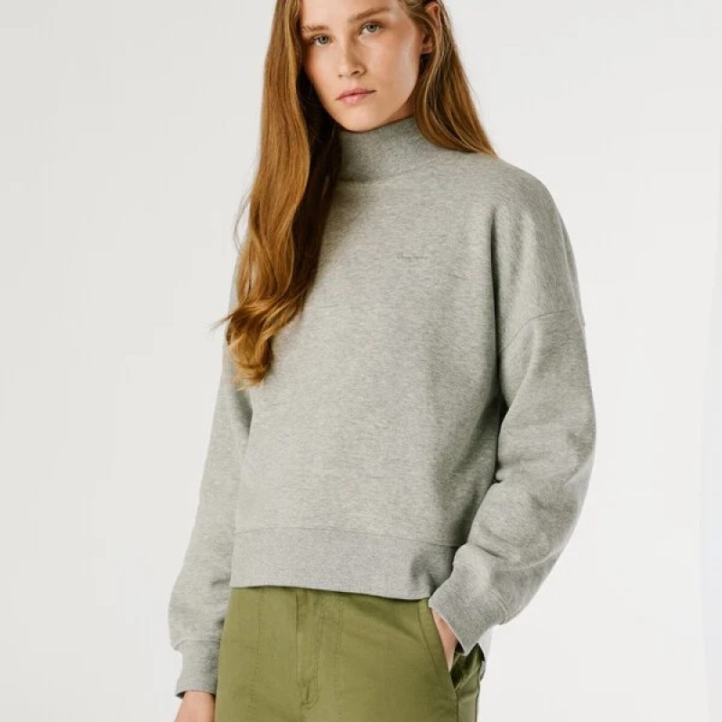 Φούτερ με λογότυπο και Perkins γιακά Bila Grey Pepe jeans