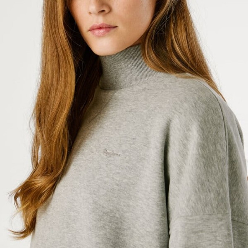 Φούτερ με λογότυπο και Perkins γιακά Bila Grey Pepe jeans