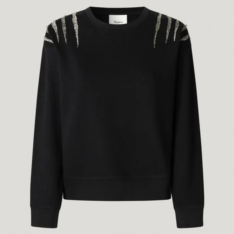 Πουλόβερ με κρυστάλλινες λεπτομέρειες Barny Black Pepe jeans