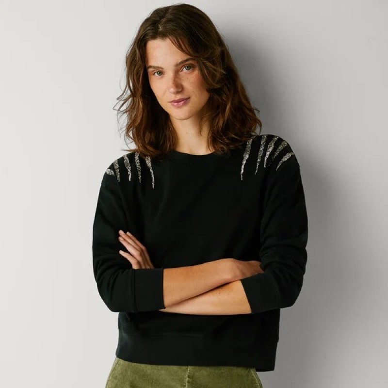 Πουλόβερ με κρυστάλλινες λεπτομέρειες Barny Black Pepe jeans