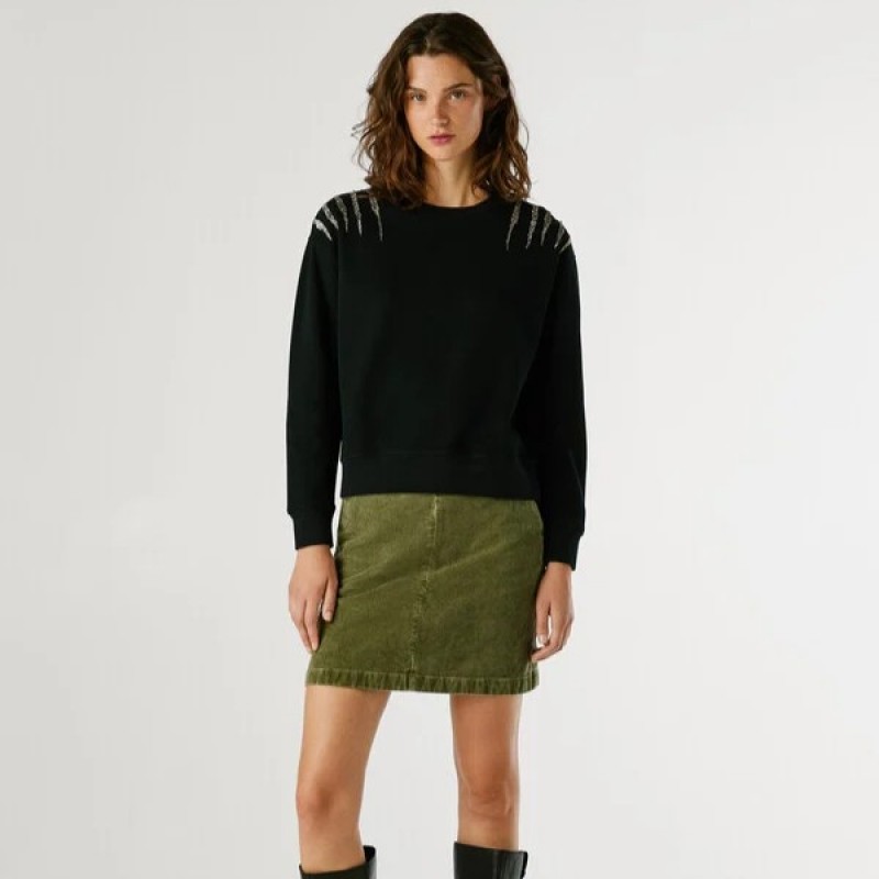 Πουλόβερ με κρυστάλλινες λεπτομέρειες Barny Black Pepe jeans