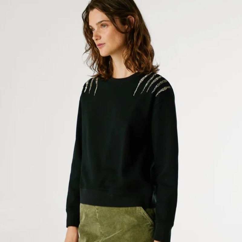 Πουλόβερ με κρυστάλλινες λεπτομέρειες Barny Black Pepe jeans