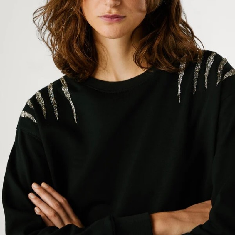 Πουλόβερ με κρυστάλλινες λεπτομέρειες Barny Black Pepe jeans