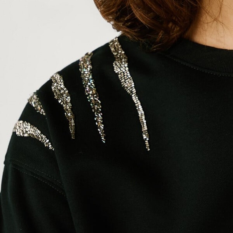 Πουλόβερ με κρυστάλλινες λεπτομέρειες Barny Black Pepe jeans