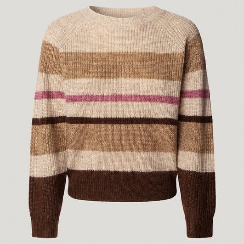 Πουλόβερ πλεκτό ριγέ Cassandra Brown Pepe jeans