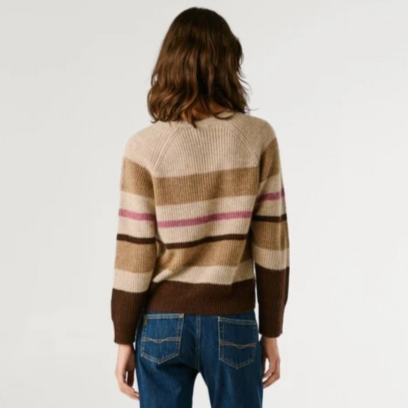 Πουλόβερ πλεκτό ριγέ Cassandra Brown Pepe jeans